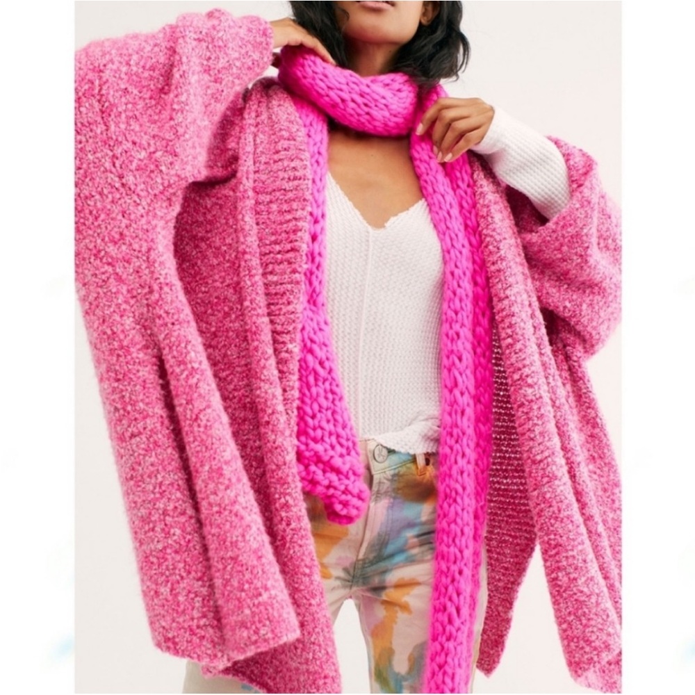 Free People open front Pink Knit Sweater